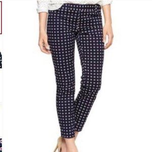 GAP slim cropped navy stamp patterned pants